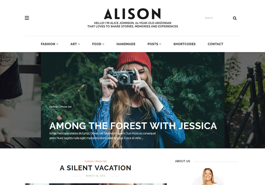 Alison Personal Blog WP Theme