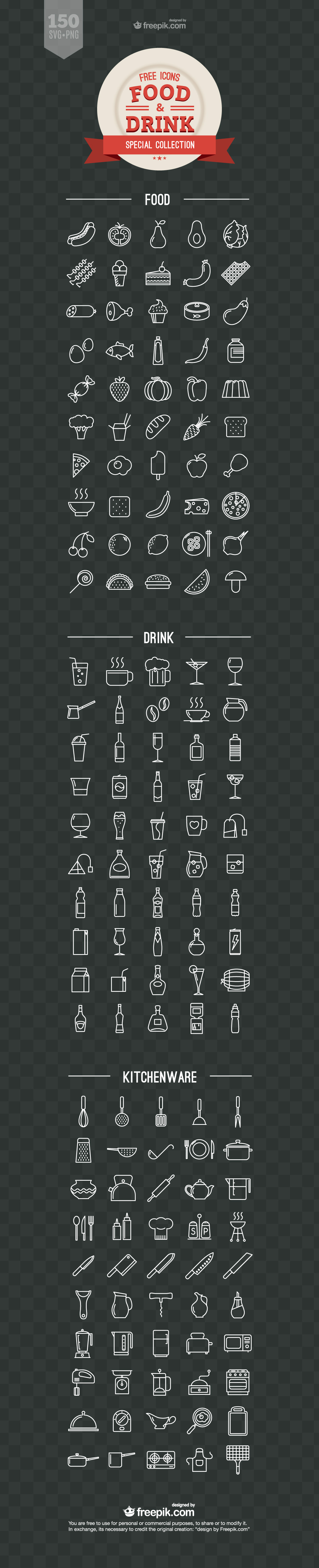 Food and Drink Icons Vector Free Download