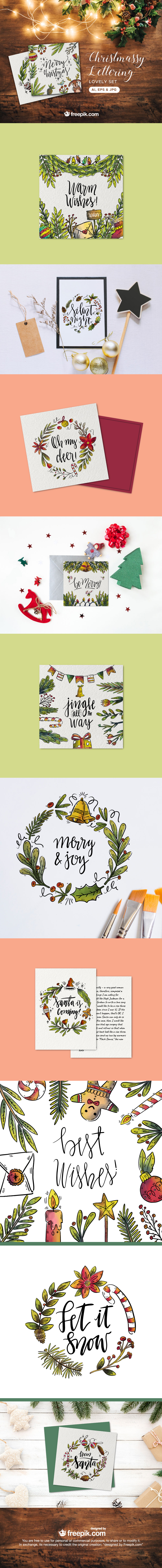 Christmas Watercolor Lettering Lovely Set free download