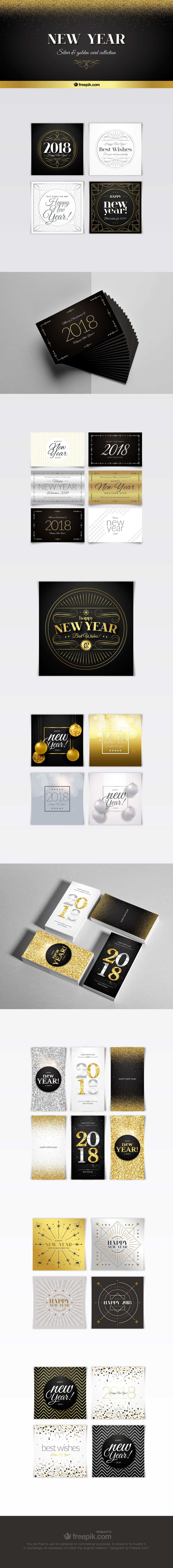 New Year Silver & Golden Card Collection free download