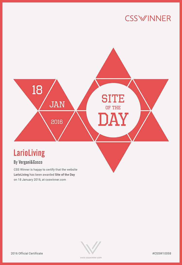 CSS Winner Site of the Day Certificate