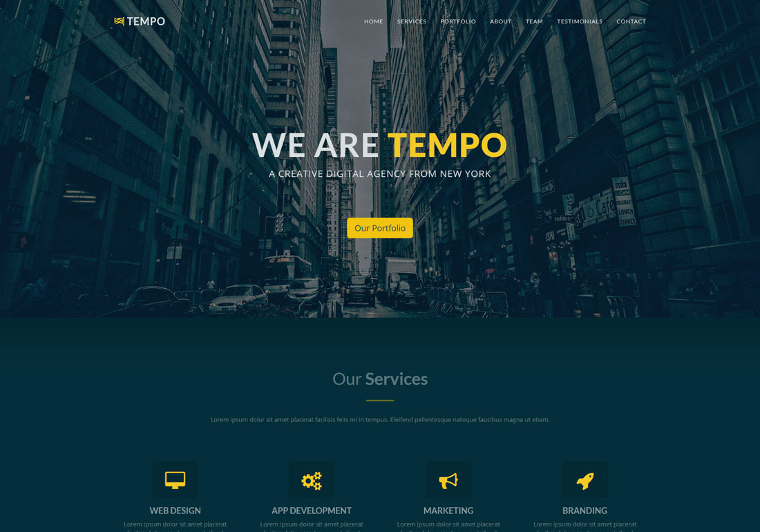 Tempo - Free One Page Template