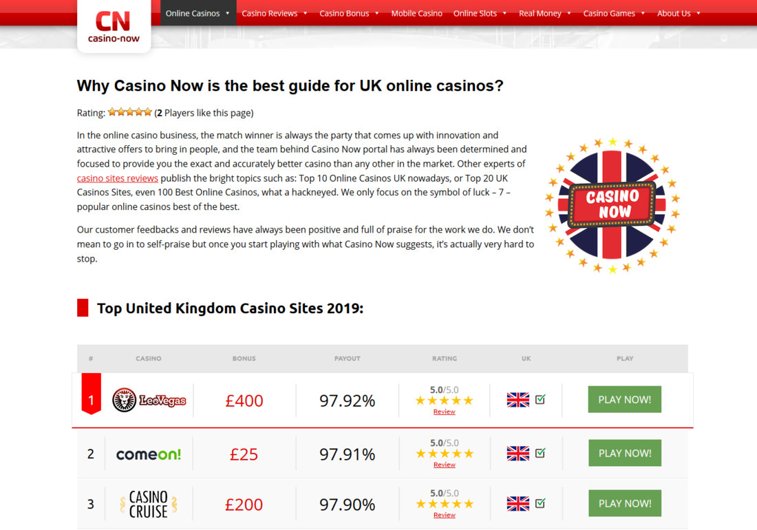 Casino Now online casinos for UK