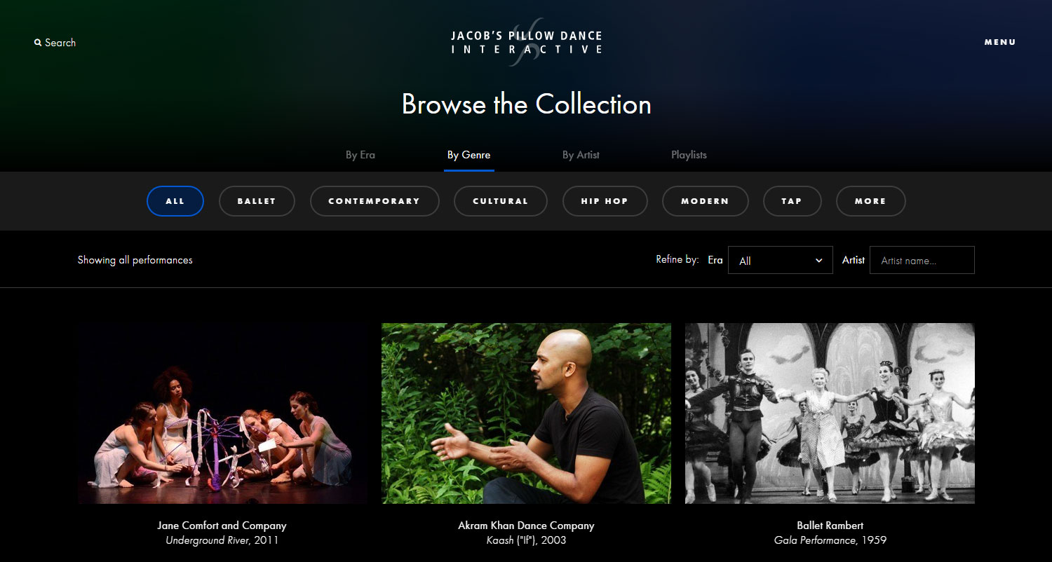 Jacob's Pillow Dance Interactive - Website of the Day