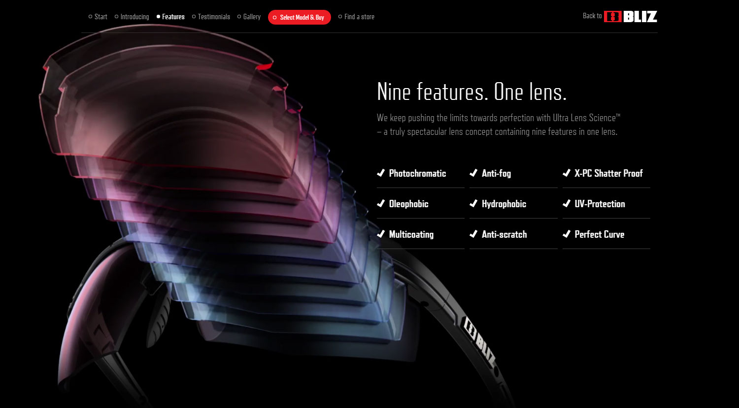 Bliz Eyewear / Ultra Lens Science - Website of the Day