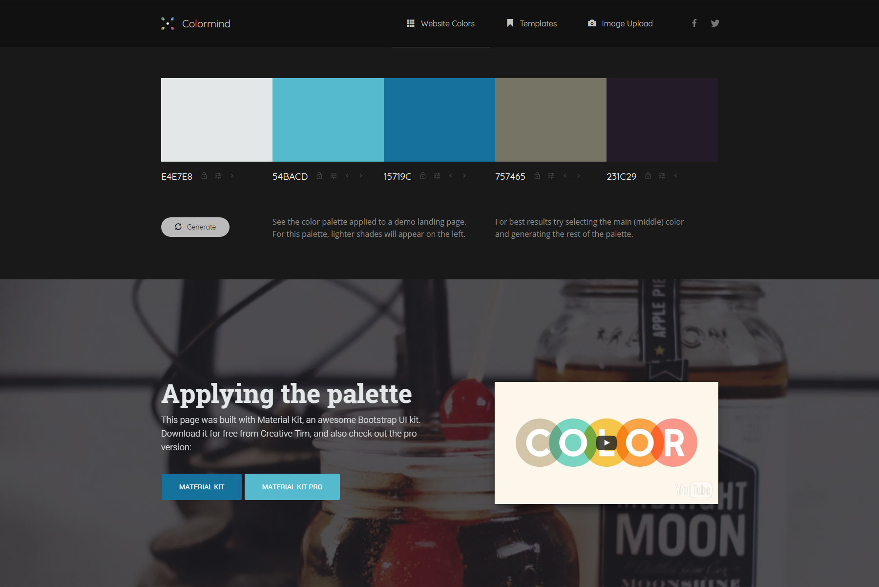Colormind - Website of the Day