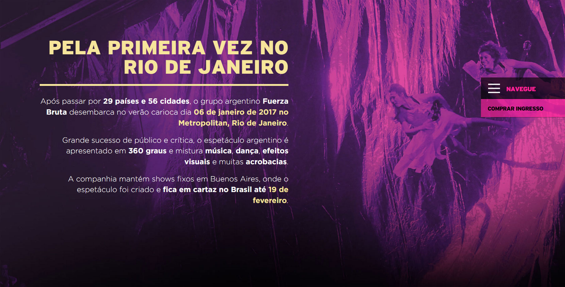 Fuerza Bruta Rio 17 - Website of the Day