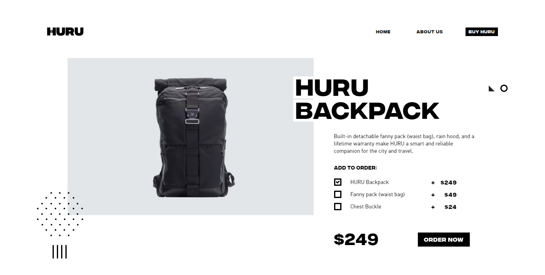 Huru Backpack - Website of the Day
