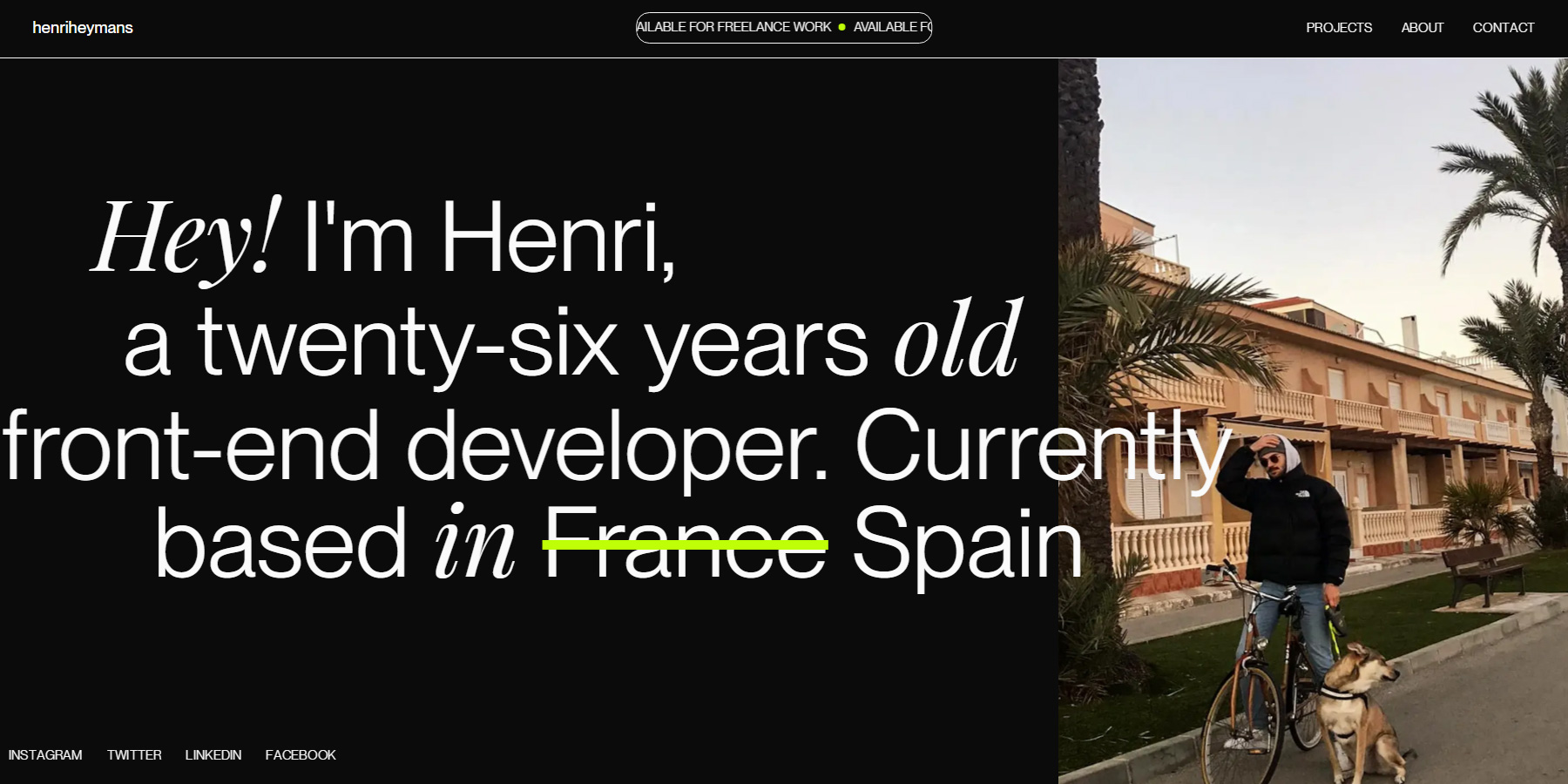 Henri Heymans - Front end developer - Website of the Day