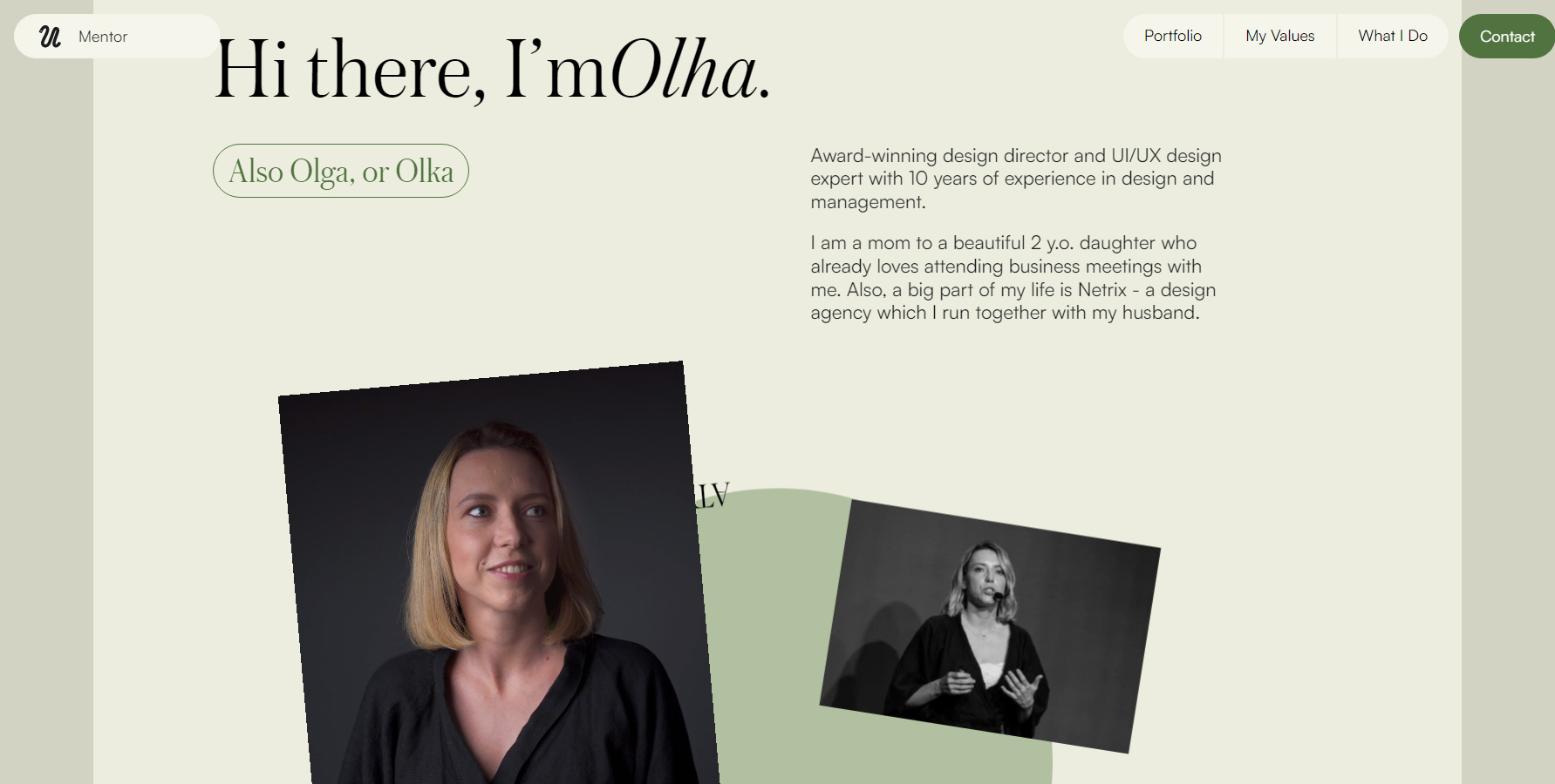 Olha Uzhykova Personal Website - Website of the Day