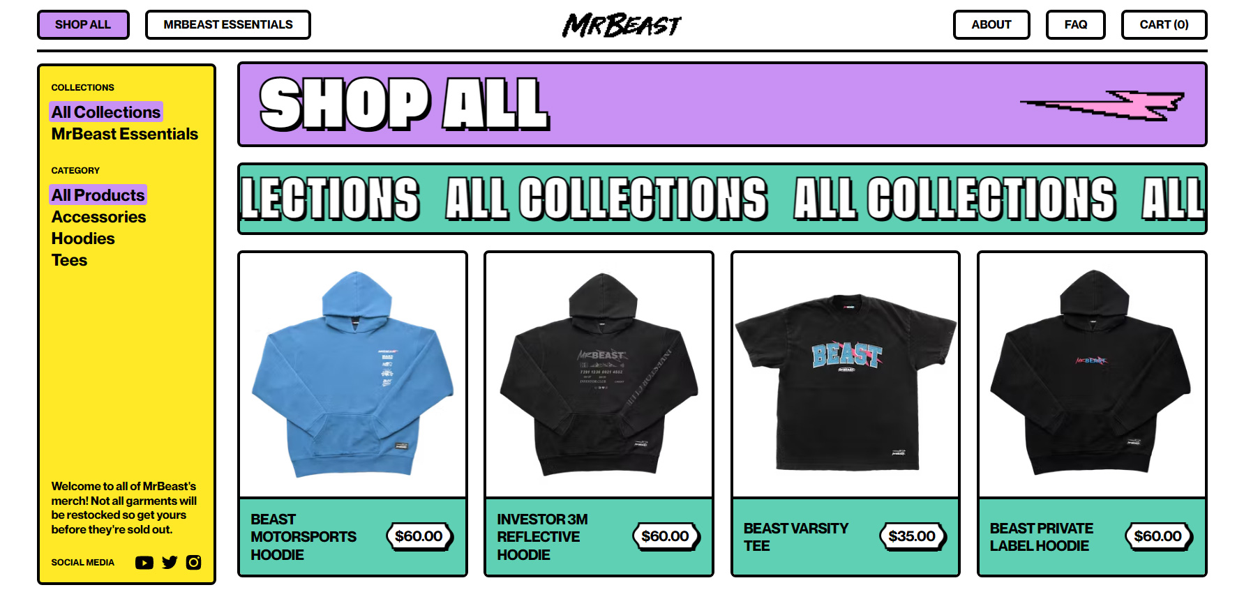 Shop MrBeast - Website of the Day