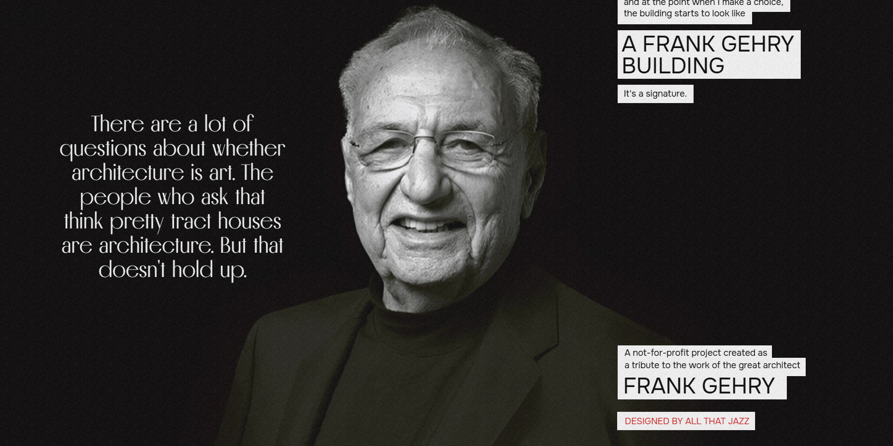 Frank Gehry is a pioneer of modern  - Website of the Day